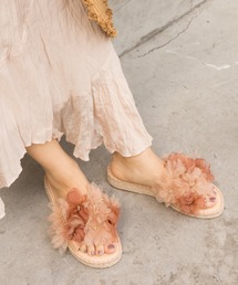 RANDA（ランダ）の「ストレスフリー/シフォンフラワージュートサンダル（サンダル）」