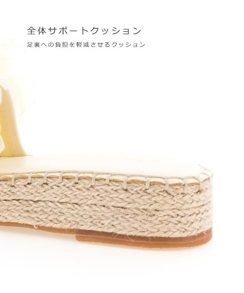 【 RANDA 】ストレスフリーシフォンフラワージュートサンダル ピンク LL ランダ RANDA ストレスフリー/シフォンフラワージュートサンダル