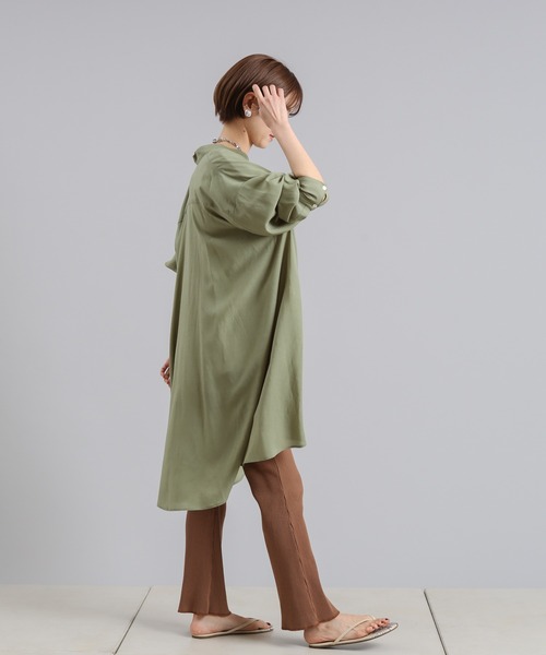 DouDou（ドゥドゥ）の「ギャラクシーリブセミフレアパンツ（その他パンツ・レディース・オフホワイト/ブラック/ブラウン/サックスブルー・FREE）」の7枚目の写真