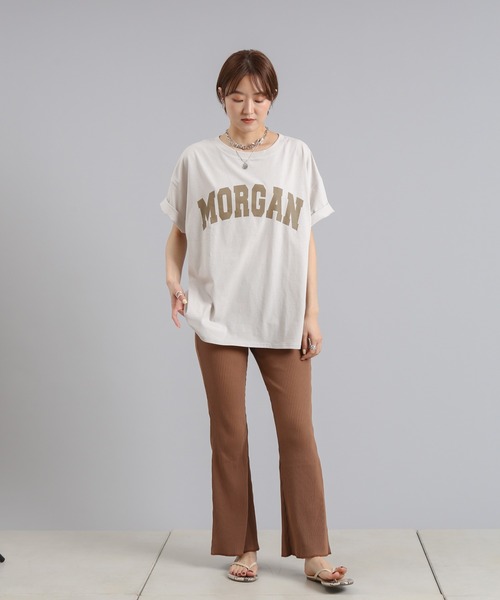 DouDou（ドゥドゥ）の「ギャラクシーリブセミフレアパンツ（その他パンツ・レディース・オフホワイト/ブラック/ブラウン/サックスブルー・FREE）」の8枚目の写真