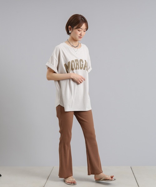 DouDou（ドゥドゥ）の「ギャラクシーリブセミフレアパンツ（その他パンツ・レディース・オフホワイト/ブラック/ブラウン/サックスブルー・FREE）」の9枚目の写真