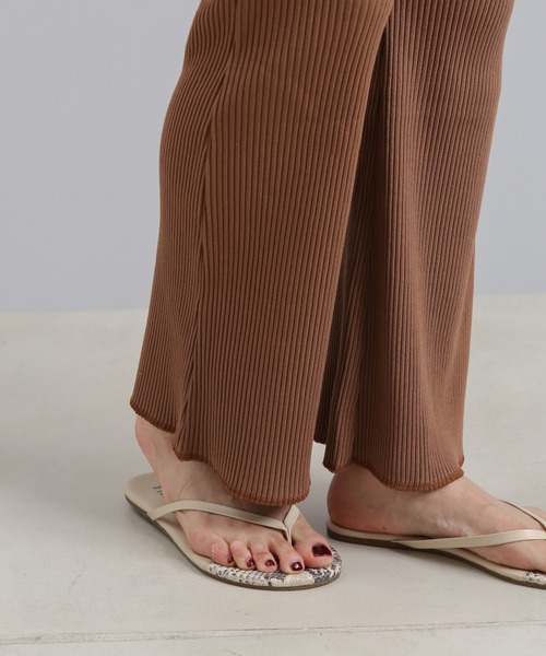 DouDou（ドゥドゥ）の「ギャラクシーリブセミフレアパンツ（その他パンツ・レディース・オフホワイト/ブラック/ブラウン/サックスブルー・FREE）」の14枚目の写真