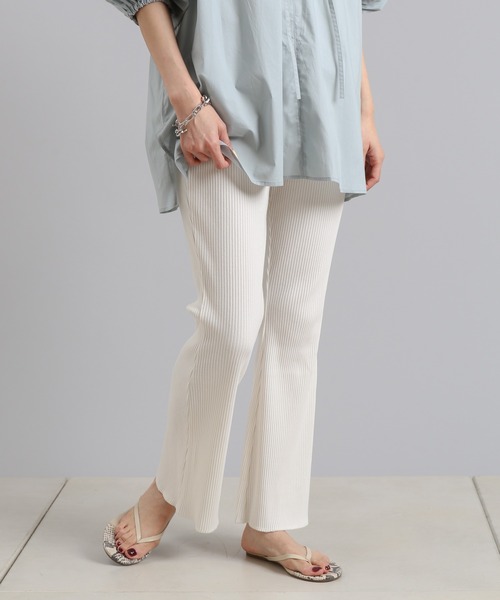 DouDou（ドゥドゥ）の「ギャラクシーリブセミフレアパンツ（その他パンツ・レディース・オフホワイト/ブラック/ブラウン/サックスブルー・FREE）」の16枚目の写真