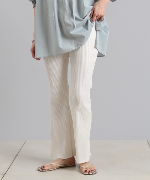 DouDou（ドゥドゥ）の「ギャラクシーリブセミフレアパンツ（その他パンツ・レディース・オフホワイト/ブラック/ブラウン/サックスブルー・FREE）」の18枚目の写真