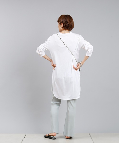 DouDou（ドゥドゥ）の「ギャラクシーリブセミフレアパンツ（その他パンツ・レディース・オフホワイト/ブラック/ブラウン/サックスブルー・FREE）」の22枚目の写真