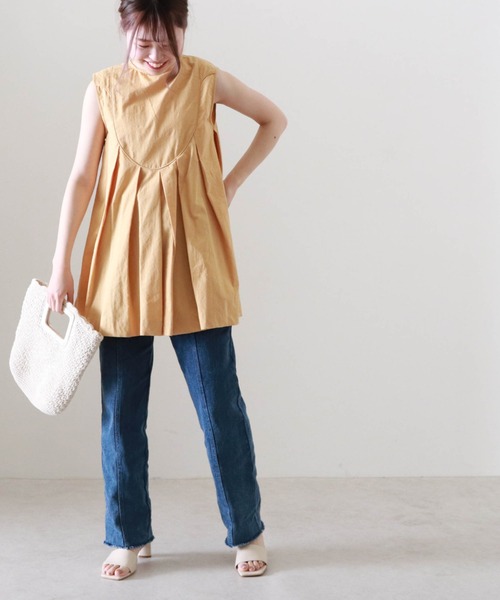 Cheek（チーク）の「パイピングタックフレアブラウス（シャツ/ブラウス・レディース・ホワイト/ブラック/イエロー・MEDIUM）」の19枚目の写真