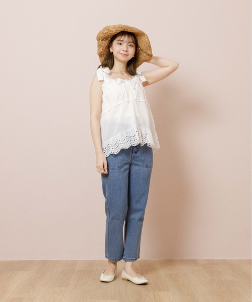 flower（フラワー）の「フリルリボンビスチェ（シャツ/ブラウス・レディース・ホワイト/チャコールグレー・FREE）」の5枚目の写真