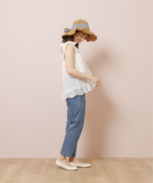 flower（フラワー）の「フリルリボンビスチェ（シャツ/ブラウス・レディース・ホワイト/チャコールグレー・FREE）」の6枚目の写真