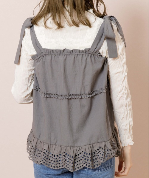 flower（フラワー）の「フリルリボンビスチェ（シャツ/ブラウス・レディース・ホワイト/チャコールグレー・FREE）」の15枚目の写真