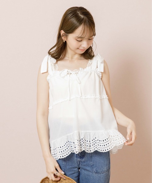 flower（フラワー）の「フリルリボンビスチェ（シャツ/ブラウス・レディース・ホワイト/チャコールグレー・FREE）」の16枚目の写真