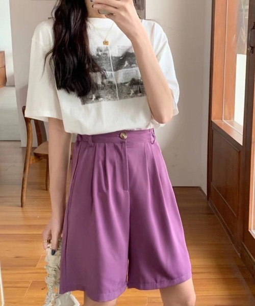 MANGROVE（マングローブ）の「カジュアルカラーショートパンツ（その他パンツ・レディース・ブラック/パープル/オレンジ・FREE）」の8枚目の写真