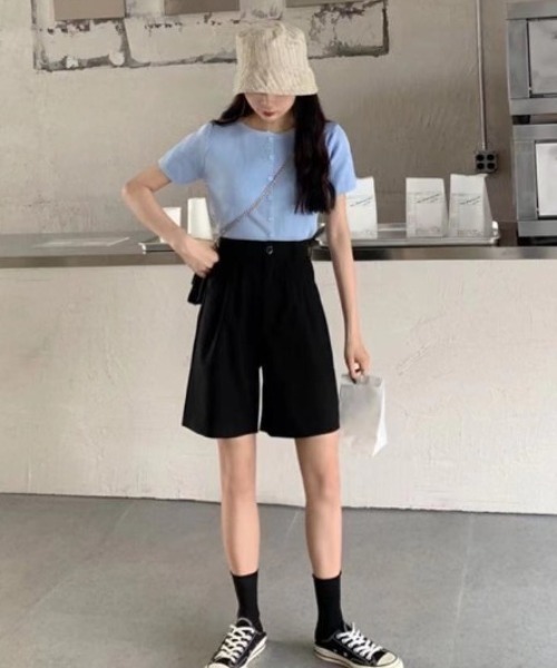 MANGROVE（マングローブ）の「カジュアルカラーショートパンツ（その他パンツ・レディース・ブラック/パープル/オレンジ・FREE）」の5枚目の写真