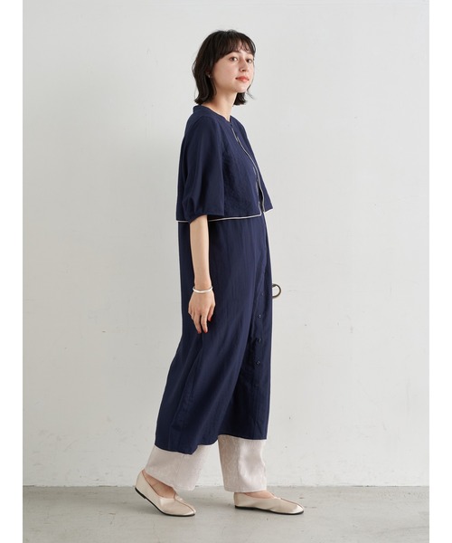 earth music&ecology(アースミュージックアンドエコロジー)の「【WEB限定】サイドリボンシャツワンピース *(ワンピース・レディース・ネイビー/オフホワイト/ブルー系その他5・FREE)」の7枚目の写真