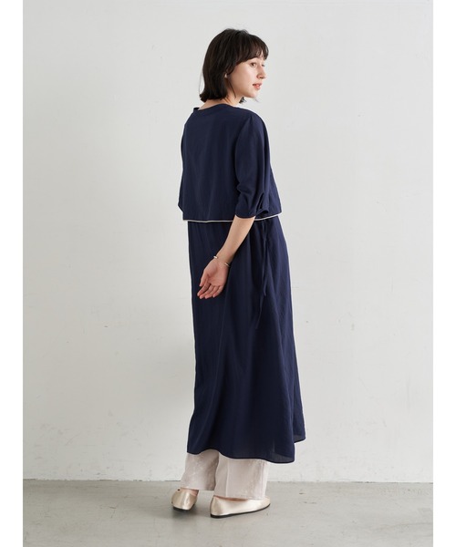 earth music&ecology(アースミュージックアンドエコロジー)の「【WEB限定】サイドリボンシャツワンピース *(ワンピース・レディース・ネイビー/オフホワイト/ブルー系その他5・FREE)」の8枚目の写真