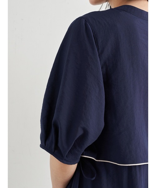 earth music&ecology(アースミュージックアンドエコロジー)の「【WEB限定】サイドリボンシャツワンピース *(ワンピース・レディース・ネイビー/オフホワイト/ブルー系その他5・FREE)」の12枚目の写真