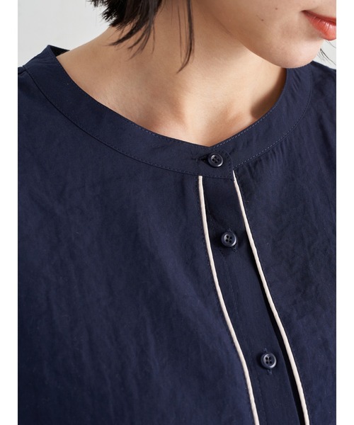 earth music&ecology(アースミュージックアンドエコロジー)の「【WEB限定】サイドリボンシャツワンピース *(ワンピース・レディース・ネイビー/オフホワイト/ブルー系その他5・FREE)」の14枚目の写真