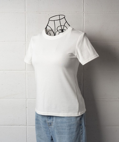 me+em select（ミームセレクト）の「【数量限定販売】【 8color 】バックスリットクルーネックTシャツ（Tシャツ/カットソー・レディース・ターコイズブルー/ホワイト/ブルー/グレー/グリーン/オレンジ/ブラック/ピンク・FREE）」の2枚目の写真