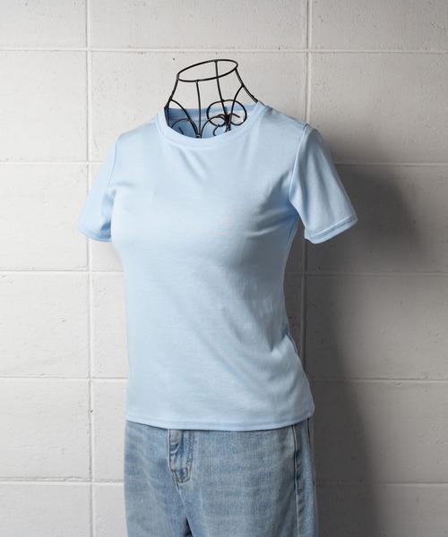 me+em select（ミームセレクト）の「【数量限定販売】【 8color 】バックスリットクルーネックTシャツ（Tシャツ/カットソー・レディース・ターコイズブルー/ホワイト/ブルー/グレー/グリーン/オレンジ/ブラック/ピンク・FREE）」の6枚目の写真