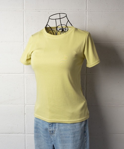 me+em select（ミームセレクト）の「【数量限定販売】【 8color 】バックスリットクルーネックTシャツ（Tシャツ/カットソー・レディース・ターコイズブルー/ホワイト/ブルー/グレー/グリーン/オレンジ/ブラック/ピンク・FREE）」の4枚目の写真