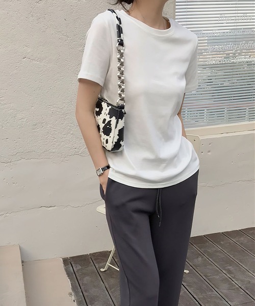 me+em select（ミームセレクト）の「【数量限定販売】【 8color 】バックスリットクルーネックTシャツ（Tシャツ/カットソー・レディース・ターコイズブルー/ホワイト/ブルー/グレー/グリーン/オレンジ/ブラック/ピンク・FREE）」の12枚目の写真