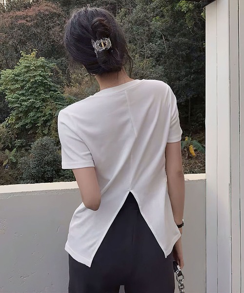 me+em select（ミームセレクト）の「【数量限定販売】【 8color 】バックスリットクルーネックTシャツ（Tシャツ/カットソー・レディース・ターコイズブルー/ホワイト/ブルー/グレー/グリーン/オレンジ/ブラック/ピンク・FREE）」の11枚目の写真