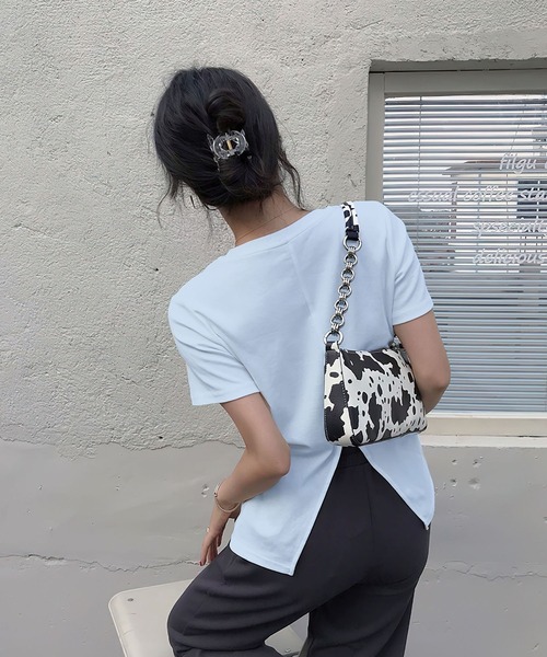 me+em select（ミームセレクト）の「【数量限定販売】【 8color 】バックスリットクルーネックTシャツ（Tシャツ/カットソー・レディース・ターコイズブルー/ホワイト/ブルー/グレー/グリーン/オレンジ/ブラック/ピンク・FREE）」の16枚目の写真