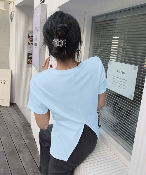 me+em select（ミームセレクト）の「【数量限定販売】【 8color 】バックスリットクルーネックTシャツ（Tシャツ/カットソー・レディース・ターコイズブルー/ホワイト/ブルー/グレー/グリーン/オレンジ/ブラック/ピンク・FREE）」の15枚目の写真