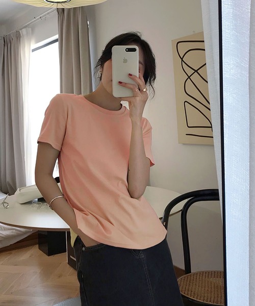 me+em select（ミームセレクト）の「【数量限定販売】【 8color 】バックスリットクルーネックTシャツ（Tシャツ/カットソー・レディース・ターコイズブルー/ホワイト/ブルー/グレー/グリーン/オレンジ/ブラック/ピンク・FREE）」の22枚目の写真