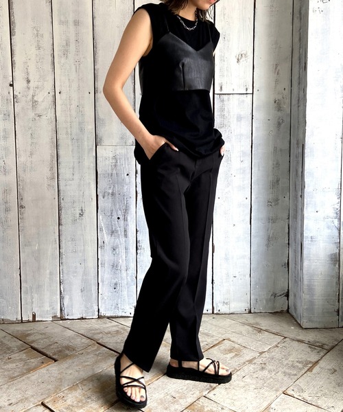 Lull（ルル）の「【Lull / ルル】ショルダータックノースリーブTee（Tシャツ/カットソー・レディース・ブラック/ホワイト・ONESIZE）」の10枚目の写真