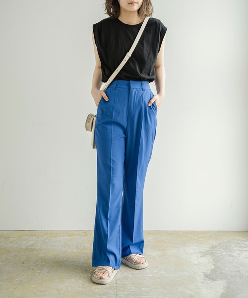 Lull（ルル）の「【Lull / ルル】ショルダータックノースリーブTee（Tシャツ/カットソー・レディース・ブラック/ホワイト・ONESIZE）」の12枚目の写真