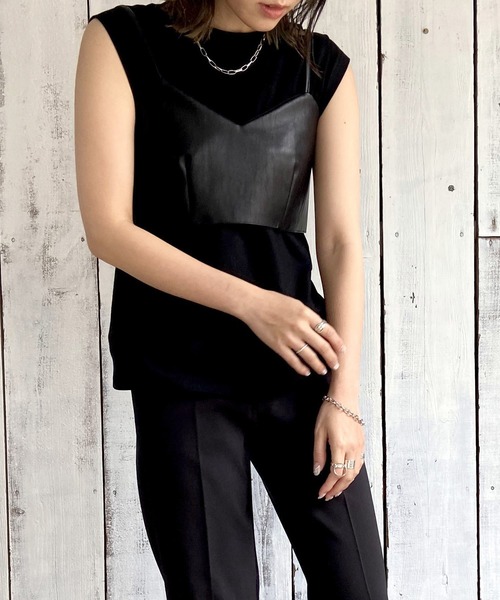 Lull（ルル）の「【Lull / ルル】ショルダータックノースリーブTee（Tシャツ/カットソー・レディース・ブラック/ホワイト・ONESIZE）」の13枚目の写真