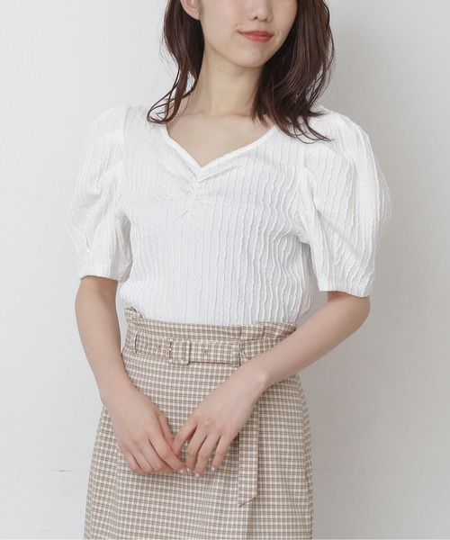 FREE'S MART（フリーズマート）の「◆2Wayふくれジャガードカットソー（Tシャツ/カットソー・レディース・ブラック/ホワイト/グリーン・FREE）」の2枚目の写真