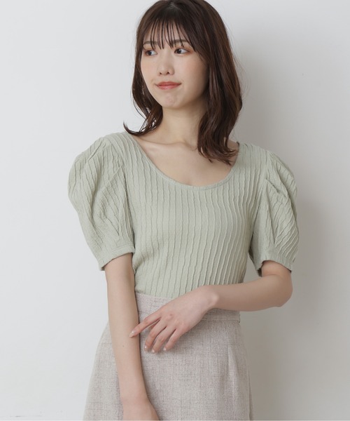 FREE'S MART（フリーズマート）の「◆2Wayふくれジャガードカットソー（Tシャツ/カットソー・レディース・ブラック/ホワイト/グリーン・FREE）」の8枚目の写真