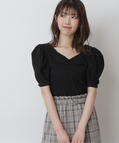 FREE'S MART（フリーズマート）の「◆2Wayふくれジャガードカットソー（Tシャツ/カットソー・レディース・ブラック/ホワイト/グリーン・FREE）」の4枚目の写真