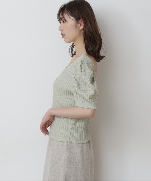 FREE'S MART（フリーズマート）の「◆2Wayふくれジャガードカットソー（Tシャツ/カットソー・レディース・ブラック/ホワイト/グリーン・FREE）」の12枚目の写真