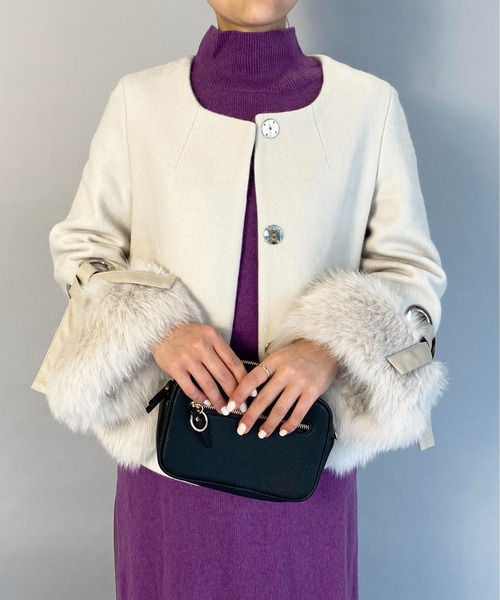 LUGIVA ルギヴァ レザージャケット ブルーフォックスファー M LUGIVA