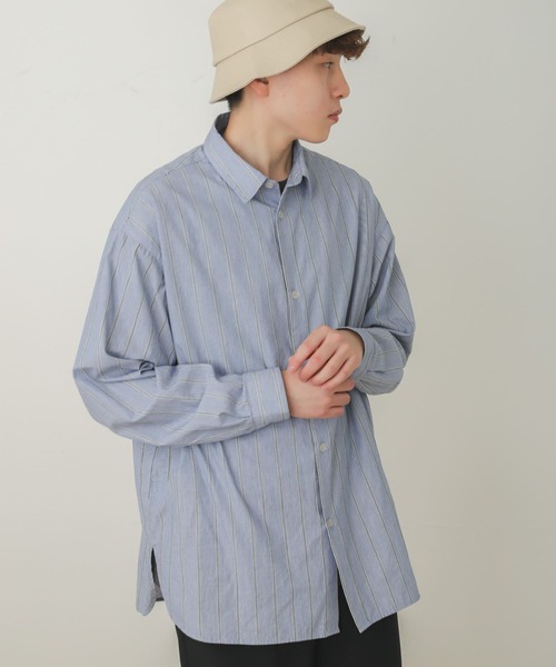 SENSE OF PLACE by URBAN RESEARCH（センスオブプレイスバイアーバンリサーチ）の「SENSE OF PLACE　タイプライタールーズシャツ（シャツ/ブラウス・メンズ・ネイビー/オリーブ/ダークブラウン/ホワイト/ブルー/ブルー系その他・LARGE/MEDIUM）」の9枚目の写真