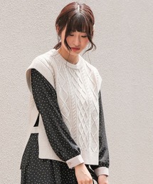 Honeys | ケーブル編ニットベスト(ベスト)
