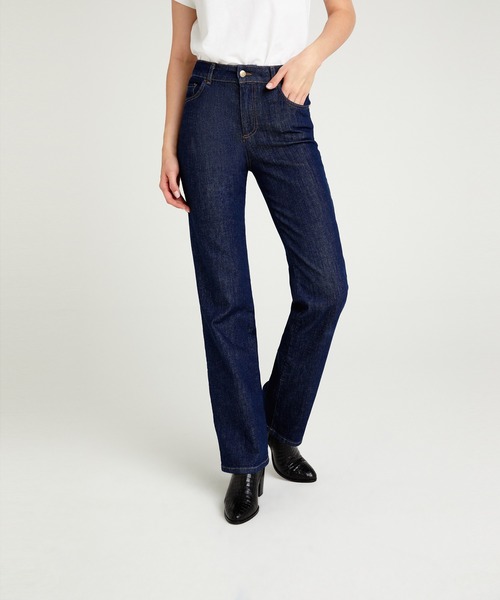 SISLEY(シスレー)の「ダブル裾ストレッチワイドデニムパンツ(デニムパンツ・レディース・インディゴブルー・26inch/25inch/27inch/28inch)」の4枚目の写真