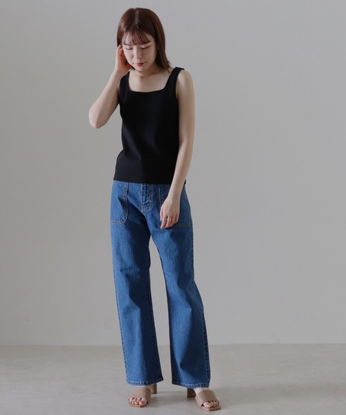 Cheek（チーク）の「コットンテレコカップ付タンクトップ（タンクトップ・レディース・ブラック/オフホワイト/ブラウン/ベージュ・FREE）」の22枚目の写真