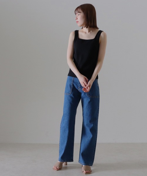 Cheek（チーク）の「コットンテレコカップ付タンクトップ（タンクトップ・レディース・ブラック/オフホワイト/ブラウン/ベージュ・FREE）」の5枚目の写真