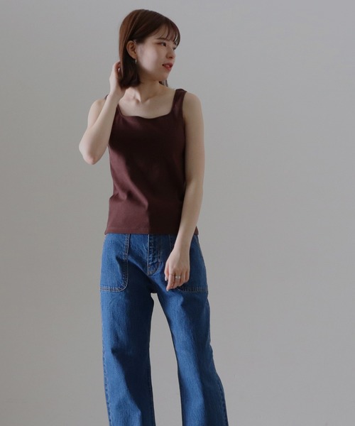 Cheek（チーク）の「コットンテレコカップ付タンクトップ（タンクトップ・レディース・ブラック/オフホワイト/ブラウン/ベージュ・FREE）」の18枚目の写真