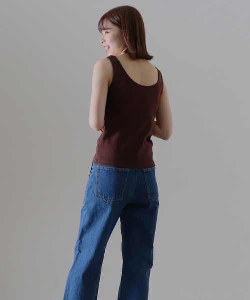 Cheek（チーク）の「コットンテレコカップ付タンクトップ（タンクトップ・レディース・ブラック/オフホワイト/ブラウン/ベージュ・FREE）」の20枚目の写真