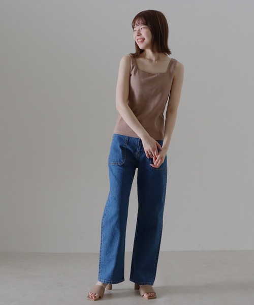 Cheek（チーク）の「コットンテレコカップ付タンクトップ（タンクトップ・レディース・ブラック/オフホワイト/ブラウン/ベージュ・FREE）」の12枚目の写真