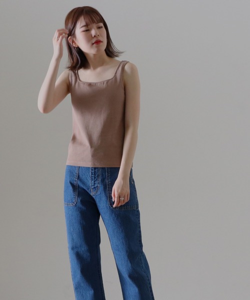 Cheek（チーク）の「コットンテレコカップ付タンクトップ（タンクトップ・レディース・ブラック/オフホワイト/ブラウン/ベージュ・FREE）」の6枚目の写真