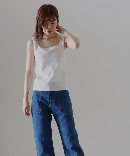 Cheek（チーク）の「コットンテレコカップ付タンクトップ（タンクトップ・レディース・ブラック/オフホワイト/ブラウン/ベージュ・FREE）」の17枚目の写真