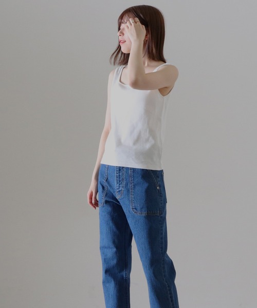 Cheek（チーク）の「コットンテレコカップ付タンクトップ（タンクトップ・レディース・ブラック/オフホワイト/ブラウン/ベージュ・FREE）」の15枚目の写真