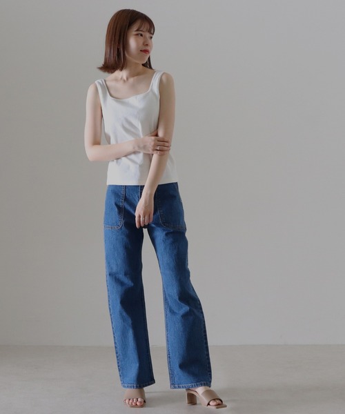 Cheek（チーク）の「コットンテレコカップ付タンクトップ（タンクトップ・レディース・ブラック/オフホワイト/ブラウン/ベージュ・FREE）」の13枚目の写真