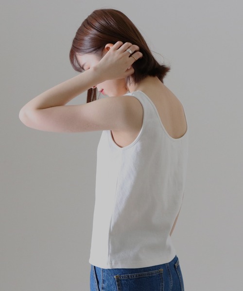 Cheek（チーク）の「コットンテレコカップ付タンクトップ（タンクトップ・レディース・ブラック/オフホワイト/ブラウン/ベージュ・FREE）」の19枚目の写真