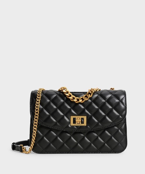 CHARLES & KEITH（チャールズ & キース）の「キルテッド クラッチ / Quilted Clutch（クラッチバッグ・レディース・ブラック/ホワイト系その他/バーガンディー/ライトベージュ・S）」の3枚目の写真